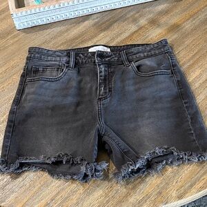 CJLA Black Frayed Hem Denim Shorts